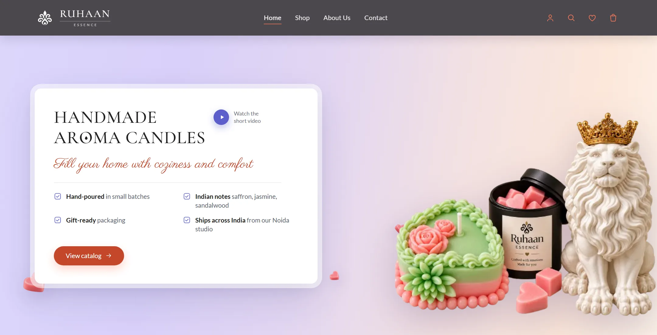 Ruhaan Essence candle store website by Siviiy Technology